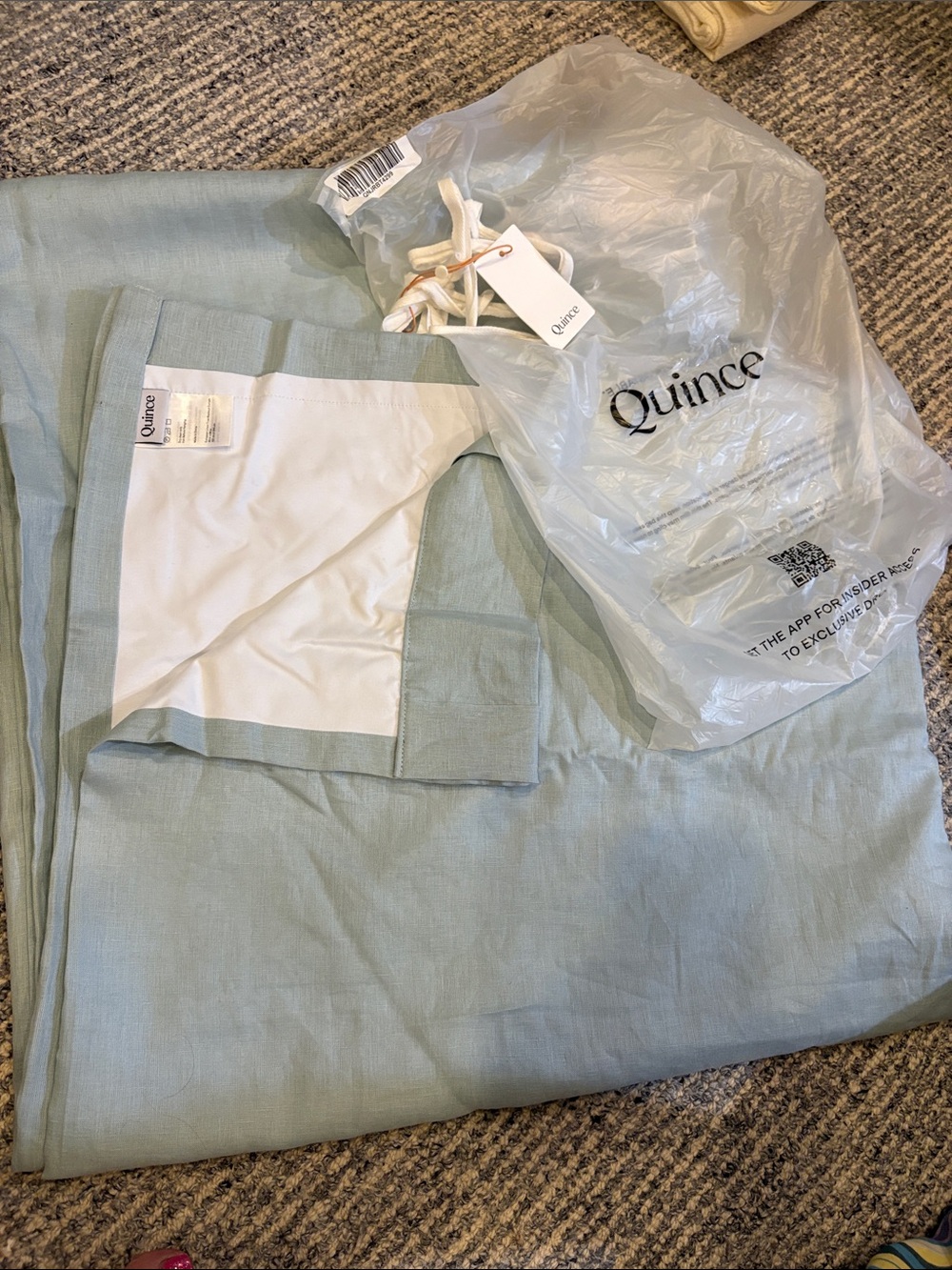 Quince European Linen Curtain Panel Light Blue 48x96